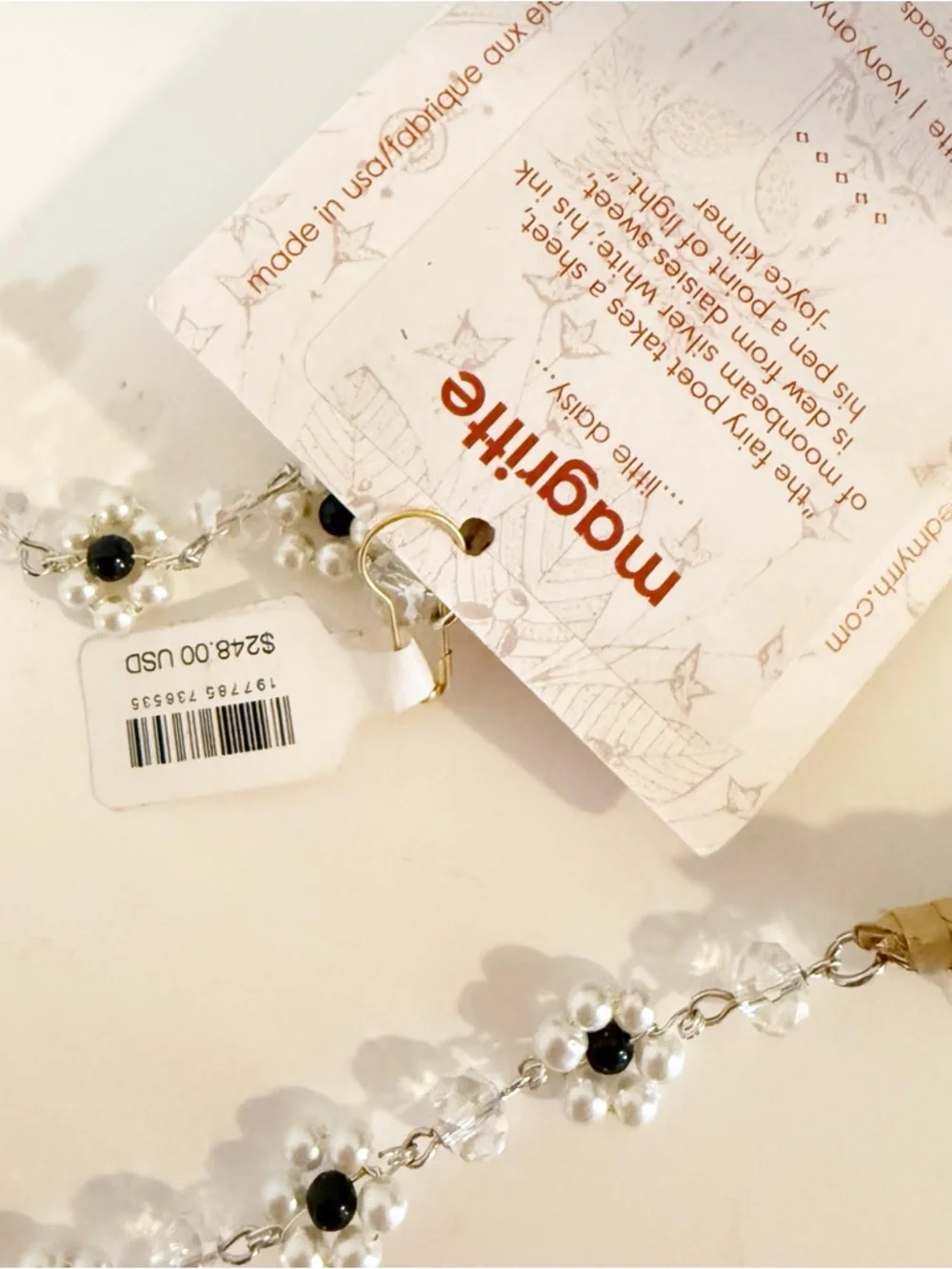 Free People x Curried Myrrh Magritte Pearl Maisie Dangle Beaded Headband NEW - Picture 7 of 8